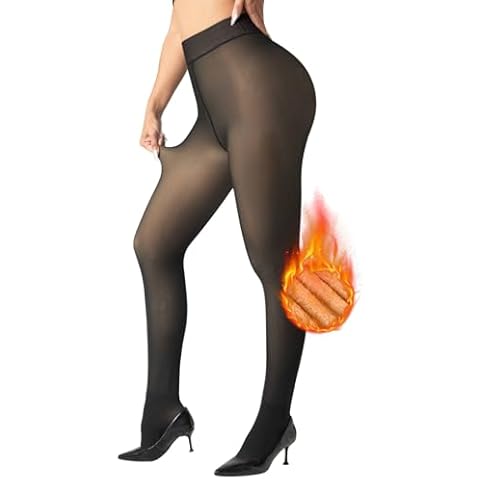 ATHVOTAR Fleece Lined Winter Tights Women - Thermal Warm Opaque Pantyhose Thick Sheer Leggings Black Medium/Large Cover