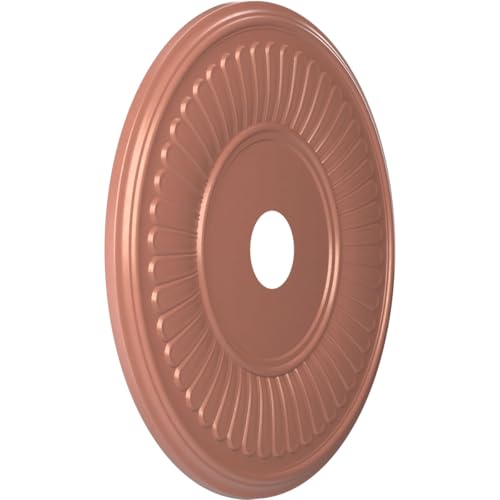 Image of Ekena Millwork CMP22BEFCP Berkshire Thermoformed PVC Ceiling Medallion (Fits Canopies up to 10 1 /8 inch), 22 inchOD x 3 1 /2 inchID x 1 inchP, Universal Pearl Metallic Champagne Pink