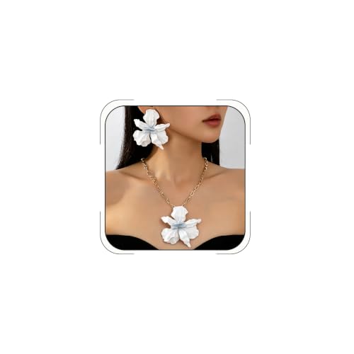 Juego de collar y aretes de flores bohemias para lucir radiante en la playa este verano