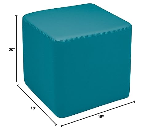 Image of Sprogs 18 inch H Structured Cube Stool -Flexible Modular Collaborative Soft Seating for Office, Home, Lounge and School Classrooms with Durable Frame & Set of 2 inch Casters Add-on -Teal