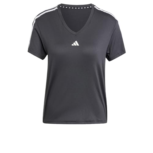 adidas Women's AEROREADY Train Essentials 3-Stripes V-Neck T-Shirt, Black, L