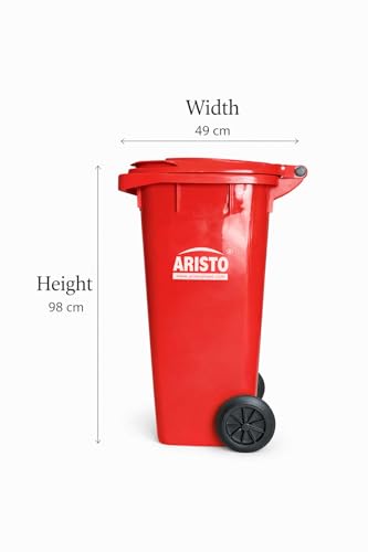 Image of ARISTO Wheel Garbage Dustbin 120 LTR - red /yellow Pack of 2