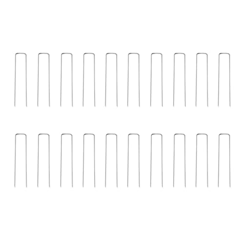 20 estacas de tubo de valla de 20 cm de alta resistencia tipo U, grapas de jardín galvanizadas para sujetar césped, barrera, clavo de suelo