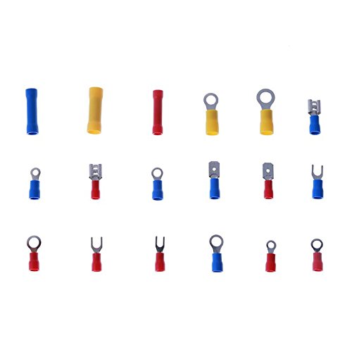Davitu 1200Pcs Assorted Insulated Spade Cable Connector Crimp Electrical Wire Terminal Set Kit Red Blue Yellow