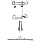 tesa® draad Duschregal rostfrei, zweistöckig, Messing, verchromt + tesa® draad Duschabzieher