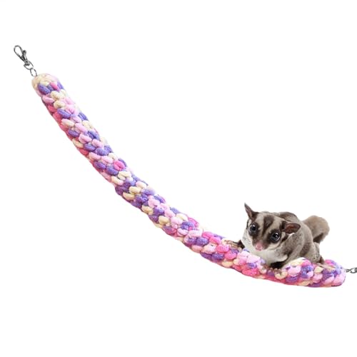 Youngwier Juguete de cuerda para loros, juguete colgante Sugar Glider, juguete colorido hecho a mano, juguete de cuerda para pájaros, puente de escalada, juguete de enriquecimiento para colgar