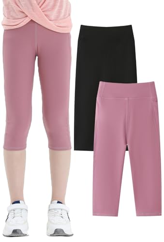 Pantacourt legging sport fille 4-12 ans pour gym et yoga