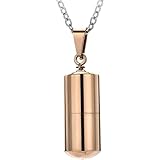 Jude Jewelers Stainless Steel Capsule Medicine Pill Cocktail Party Statment Holiday Pendant Necklace (Rose Gold)