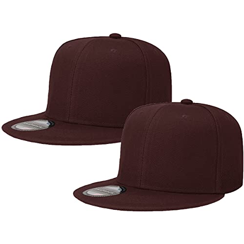 Image of Classic Snapback Hat Cap Hip Hop Style Flat Bill Blank Solid Color Adjustable Size