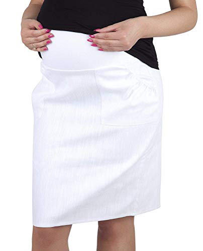 Falda premamá Denim Jeans 3047 de Mija con elástico en el vientre Weiß 42