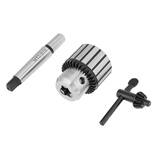 Key Type Drill Chuck, 1X Lathe Drill Chuck 1-13mm Capacity Carbide Steel MT2-B16 Arbor Key Type Drill Chuck Mini Lathe Tool for Centering Drilling Tapping Reaming Operation in Metal Wood