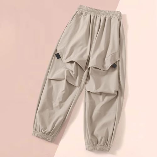 Boys Cargo Pants Casual Solid Color Elastic Wasit Trousers Soft Comfy Lounge Pull On Hiking Pants for Kids 4-16 Years2