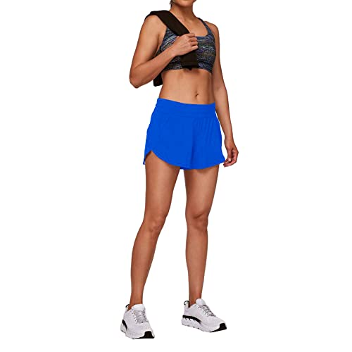Mcedar 4" Low Rise Athletic Track Shorts For Women With Liner Quick Dry Running Gym Shorts Zipper Pocket Workout Flowy 036Sdk-Royal Blue/Axs #TOP6