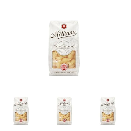 La Molisana, Conchiglie Rigate n. 25, Pasta da Solo Grano Italiano - Trafilata al Bronzo, Ruvida e Tenace con Eccellente Tenuta in Cottura - Confezione da 2000 g