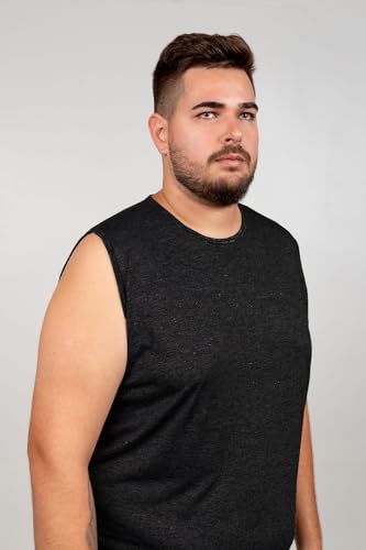 Kit 2 Camisetas Regata Machão Dry Fit Plus Size Academia Masculina Fitness (Preto e Cinza, G2)