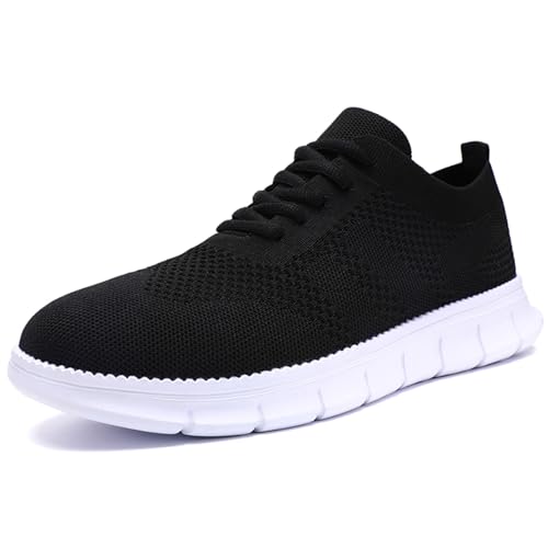 GHFKKB Turnschuhe Herren Atmungsaktive Sportschuhe Sommer Schuhe Laufschuhe Leichte Sneakers für Jogging Tennis Fitnessstudio Bequeme Hallenschuhe Freizeit Schnürhalbschuhe Schwarz 43