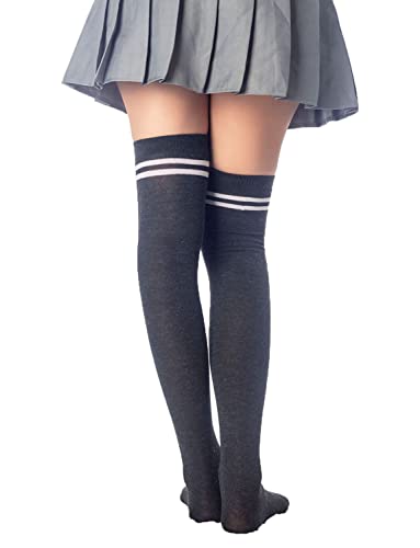 Image of iB-iP Women's Football Style Stripes Sports Thigh High Long Socks