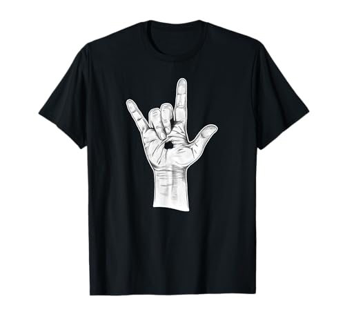 Cartello con scritta "I Love You ASL Hand Sign – disegnato a mano novità Gesù Maglietta