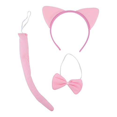 LUX ACCESSORIES Halloween Cute Pink Cat Ears Tail Bowtie Cosplay Party Costume Set Party Kit (3pcs) LUX ACCESSORIES Halloween Cute Pink Cat Ears Tail Bowtie Cosplay Party Costume Set Party Kit (3pcs)