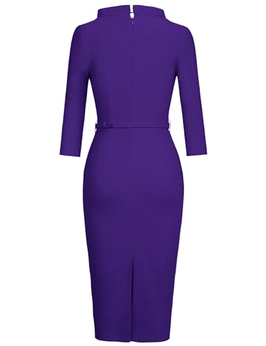 Image of MUXXN Women's 1950s Vintage 3 /4 Sleeve Elegant Collar Cocktail Evening Dress