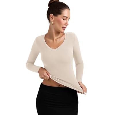 PINKMSTYLE Women's V Neck Long Sleeve Therm...