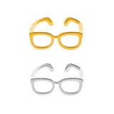 Grmpt 2Pcs Glasses Ring for Women Cute Open Glasses Rings (Style A)