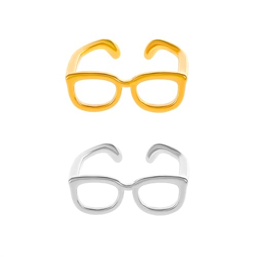 Grmpt 2Pcs Glasses Ring for Women Cute Open Glasses Rings (Style A)