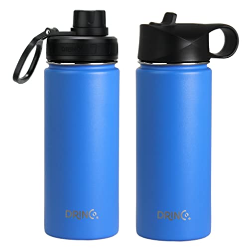 Image of Drinco Stainless Steel Water Bottle Spout Lid Vacuum Insulated Double Wall Water Bottle Wide Mouth Leak Proof Keep Cold Sport Camping Hiking (18oz Royal Blue)