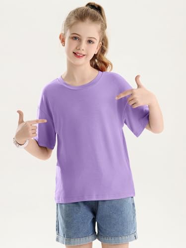 Image of Girls Short Sleeve T Shirts Kids Summer Crewneck Tops Basic Tees 5-14 Years