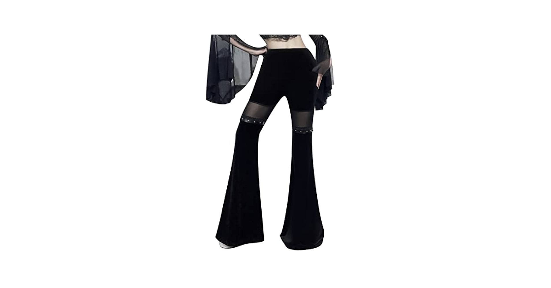 Women's Black Mesh Pants Sheer Sparkle Sexy See Through Goth