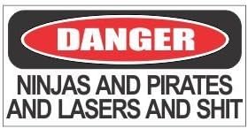 3pcs Danger ninja and pirates funny hard hat/helmet stickers
