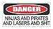 3pcs Danger ninja and pirates funny hard hat/helmet stickers