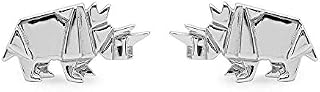 Boma Sterling Silver Origami Rhinoceros Stud Earrings
