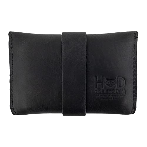 Hide & Drink, Porta-cartões feito à mão de couro de flor integral - elegante, profissional, organiza