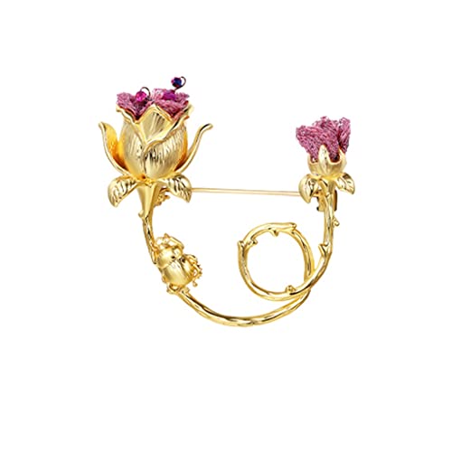 Broche veste rose perle or 14K épingle accessoire de mode robe