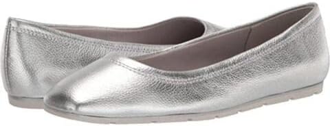 Anne Klein Kida Silver Leather Ballet Flats-10 M