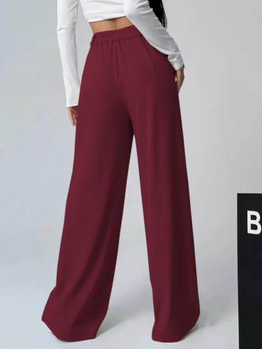 Image of GRECIILOOKS Trousers for Woman | Womens High Rise High Waist Flared Korean Style | Formal Pant for Women Office Wear| Track Pants for Womans Elegant for College & Events (Available in Plus Size)