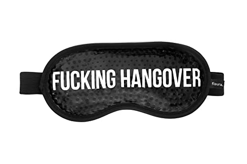 FISURA – Antifaz gel frio “F*cking Hangover”. Antifaz frío para ojos negro. Máscara de gel para ojos hinchados y antiojeras. Máscara de ojos refrescante con mensaje. 18,5 cm x 9 cm
