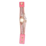 UPKOCH Reloj de Pulsera de Cuarzo para Mujer Cadena de Muñeca Trenzada Rosa, Acero Inoxidable y Diseño Único, Obsequio Adecuado para Cumpleaños