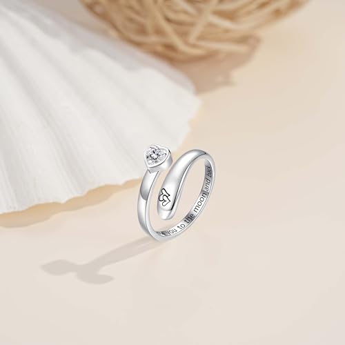 925 Sterling Silver Just Breathe Ring for Women Adjustable Heart Ring Personality Inspirational Jewelry Gifts3