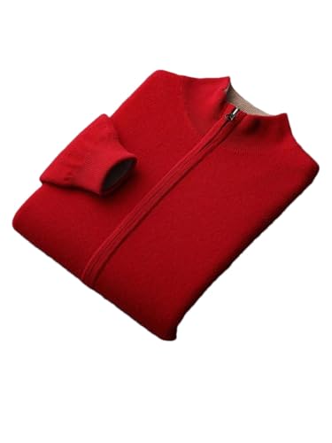 Men’S Thick Merino Wool Cardigan Sweater Long Sleeve Stand Collar Full Zip Business Casual Top