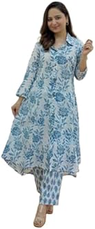 Leriya Fashion Ethnic Co Ord Set for Women | Kurta Set for Women | 2 Piece Kurta Set | Kurta with Pant for Women | Kurta Set | (Large, Sky Blue)
