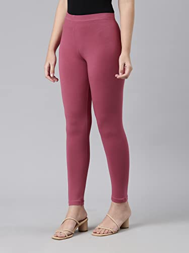Image of GO COLORS Soft Cotton Stretch Cropped Leggings for Women | Breathable, Mid Rise