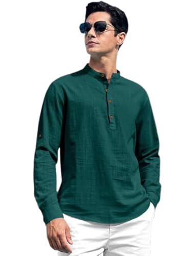 Image of ROYALSCOUT Combo of Men's Solid Cotton Blend Full Sleeve Straight Kurta Shirt (Pack of 2)