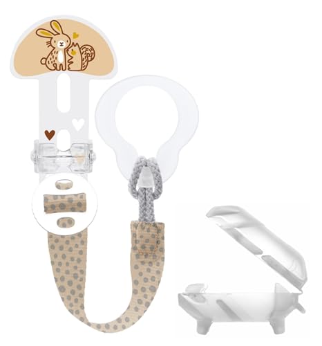 MAM Broche Chupetero, Adaptable a Todo Tipo de Chupetes, Mordedores y Juguetes, Longitud Ajustable, Incluye Cubierta de Potección para Tetina, Lavable, Neutro, Pack de 1ud, Surtido