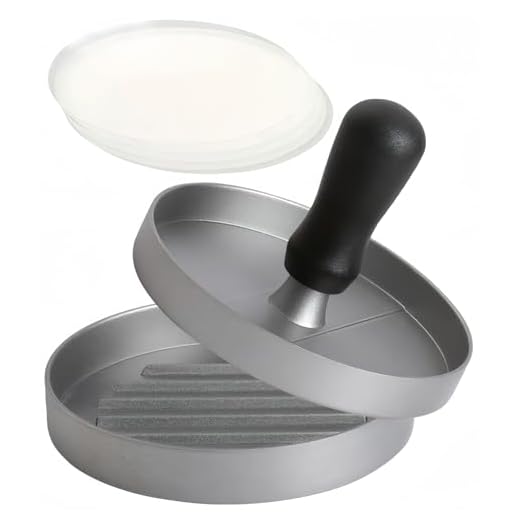Beykakye Burgerpresse Antihaft mit 50 Patty Papieren - Robuste Hamburger Presse aus Aluminium für Grill, BBQ und Outdoor-Küche