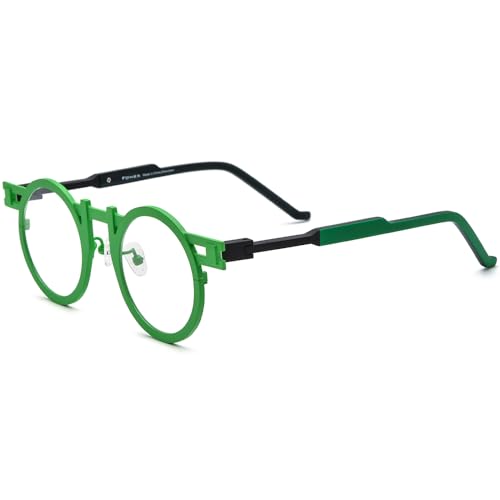 Image of FONEX Colorful Pure Titanium Glasses Frame Women Retro Round Eyeglasses Eyewear F85833