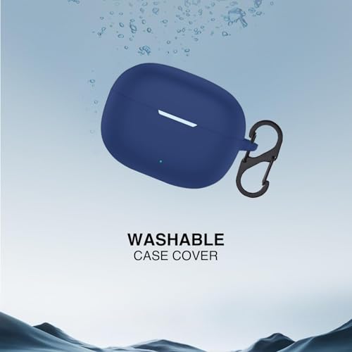 Image of Prolet Earbuds Case Compatible with Realme Buds T200x /T200 Lite, Silicone Shockproof Dustproof Cover, 360 Degree Protection, Anti-Scratch Soft TPU Skin, Carabiner Hook (Blue)
