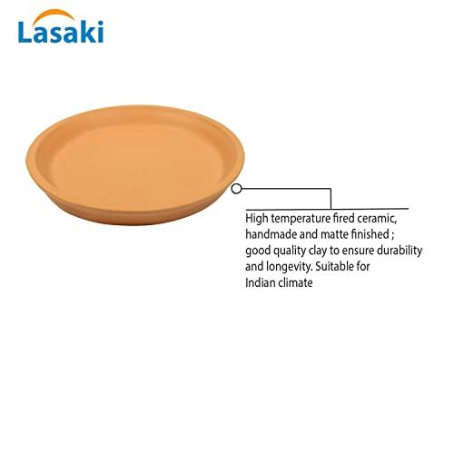 Image of Lasaki Round Ceramic Trays (Plates Saucers) for Pots, planters, Flower, Succulent(Set of 2,Ginger,3.5 inch) R3.5(Plants not Included)