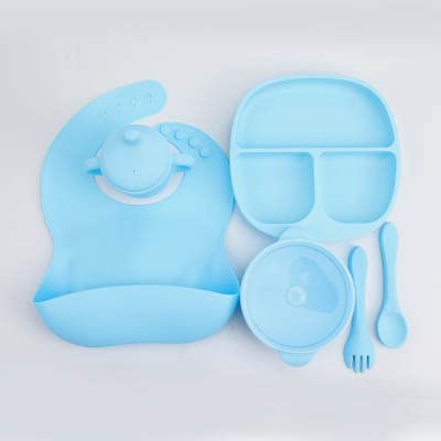 6 Piece Baby Led Weaning Utensils Set - Encourages Self-Feeding Skills - 100% Food-Grade Silicone, BPA-Free - Easy-Clean, Dishwasher Safe - Blue